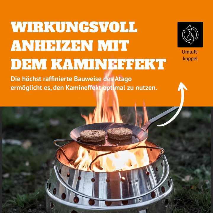 Petromax Atago | Grill, Herd & Feuerschale in einem | raucharm | Edelstahl | kippsicher | platzspare