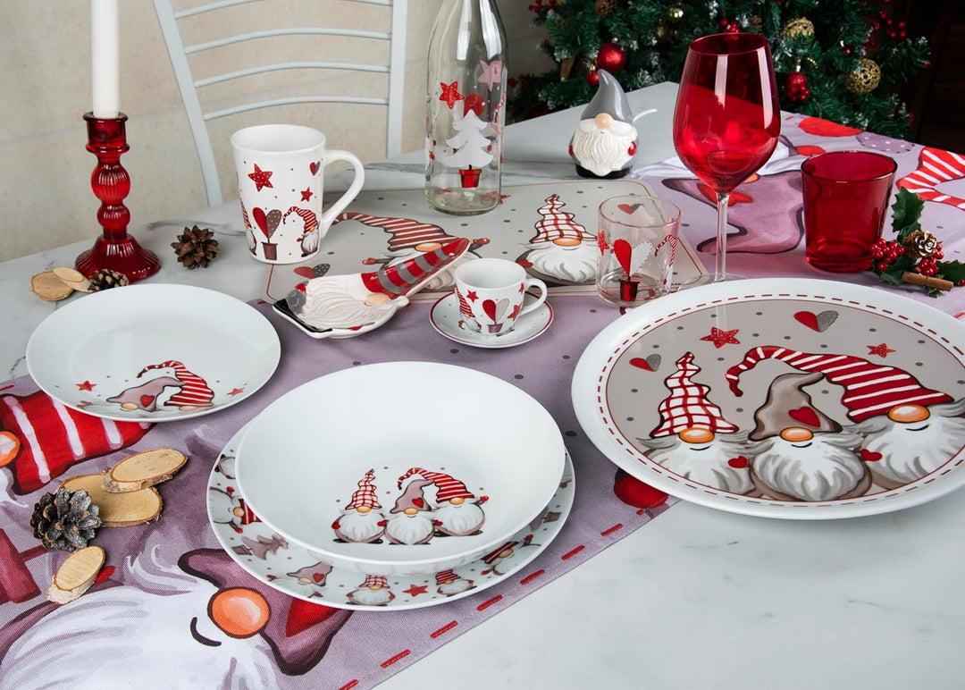 Excelsa Gnomo Set 6 Teller Panettone, Durchmesser 31 cm, Porzellan