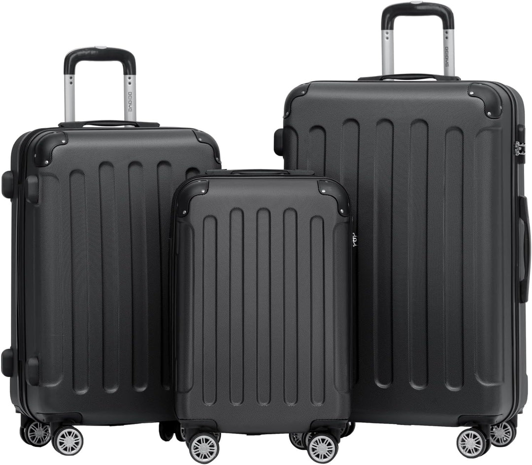 BEIBYE Zwillingsrollen Hardcase Reisekoffer Koffer Trolleys Hartschale in XL-L-M in 14 Farben (Schwa