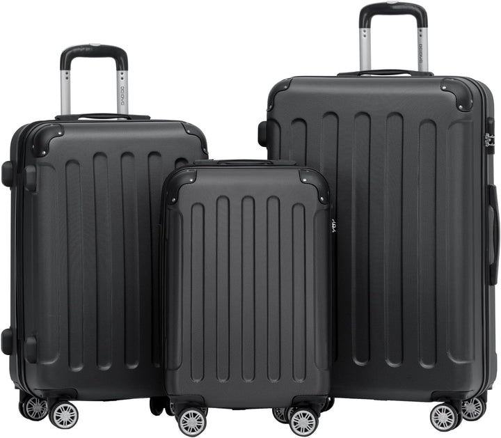 BEIBYE Zwillingsrollen Hardcase Reisekoffer Koffer Trolleys Hartschale in XL-L-M in 14 Farben (Schwa