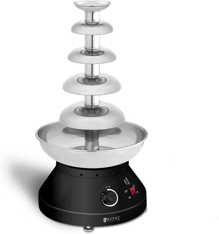 Royal Catering Schokobrunnen Schokofondue Schokoladenfontäne Edelstahl RCCF-210 (250 W, 5 Etagen, 30