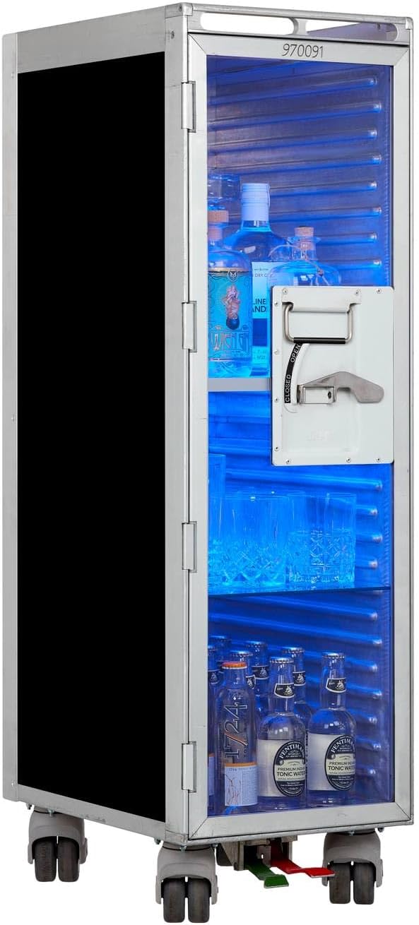 VanDeBord Bartrolley Uni Schwarz inkl. LED Fachboden, Barbrett & Fachboden aus Glas, Gebrauchter Tro