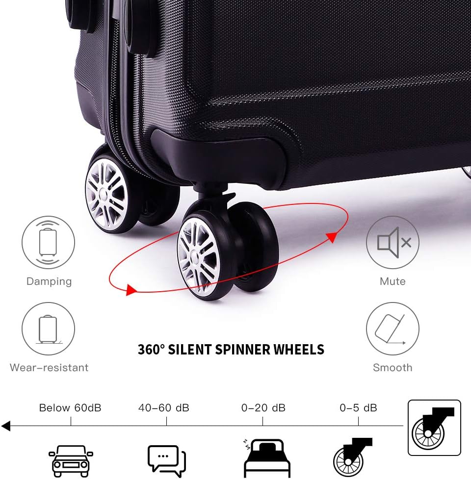 KONO Kofferset 2 Teilig Koffer Trolleys Gepäcksets, 65cm Mittelgross Koffer und 74cm Gross Koffer, L