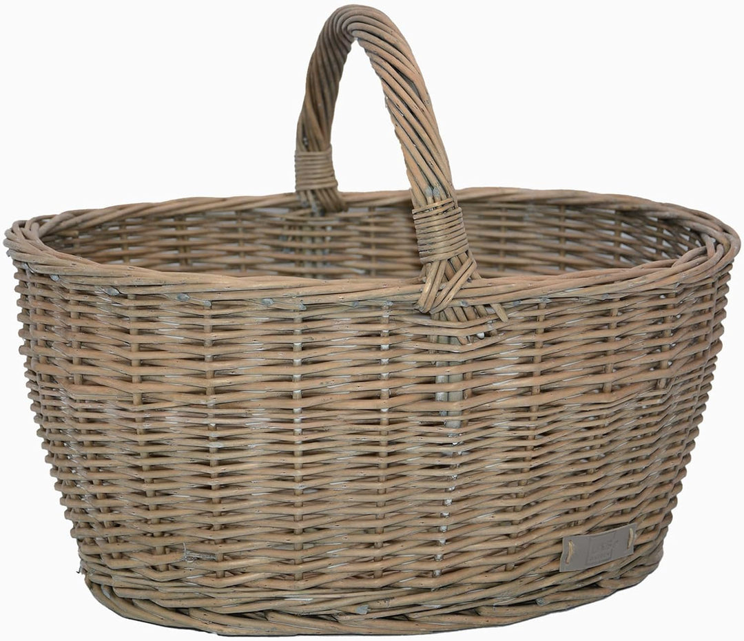 UNUS Weidenkorb Picknickkorb Einkaufskorb Henkelkorb 44,5x33,5x20cm(LxHxB) grau Grau gross, Grau gro