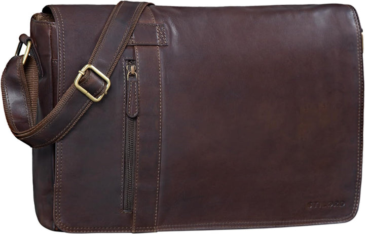 STILORD 'Nicolas' Messenger Bag Leder Grosse Umhängetasche Laptoptasche 15,6 Zoll Aktentasche Busine