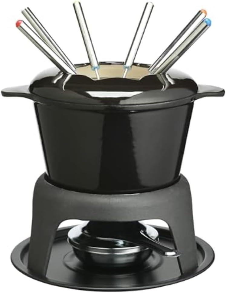 Kitchen Craft MasterClass Fleisch-/Käse-/Schokoladen-Fondue-Set aus Gusseisen, mit Sechs Edelstahlga