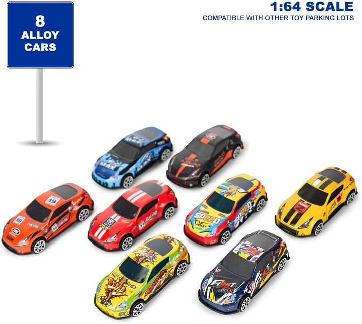 CELMAN Parkgarage Spielset für Kinder - Multilevel Spielzeugauto Parkhaus mit Handbetriebener Aufzug