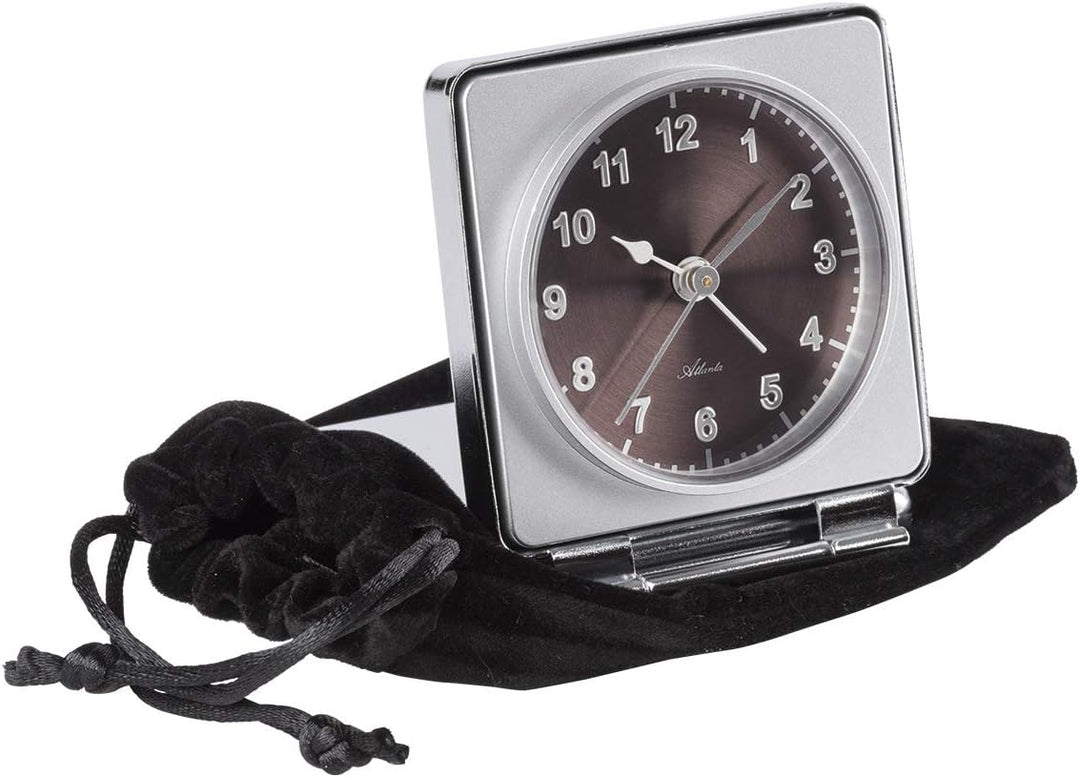 Atlanta Reisewecker Klappbar Analog Quarz Metallgehäuse Klappwecker Braun 1116-3