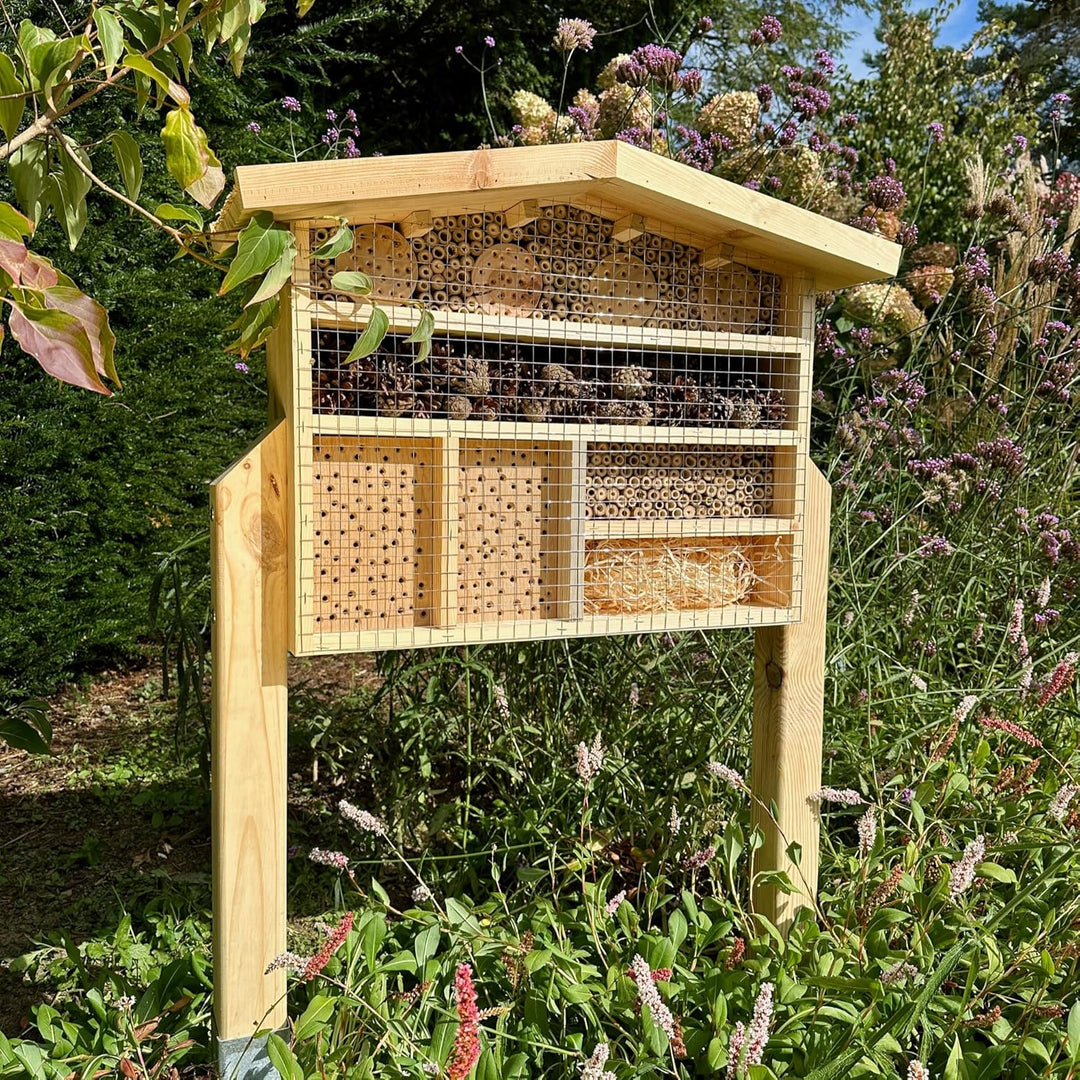 GARTENETAGE XXL Insektenchalet/Bienenhotel Gross zum Aufstellen/Insektenhotel XXL aus Massiv-Holz fü
