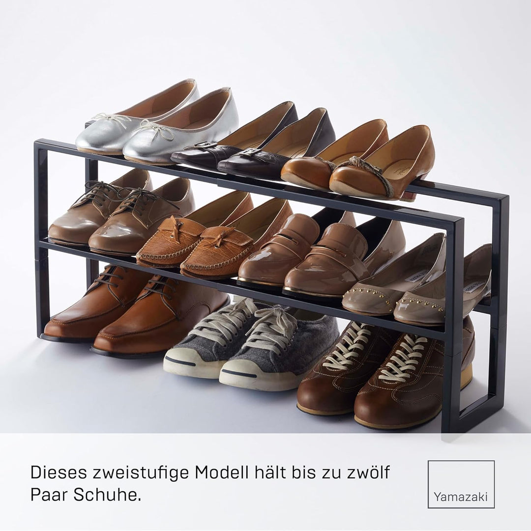 YAMAZAKI Extendable shoe rack 2 tier für Schuhe - Line - black Schwarz Single, Schwarz Single