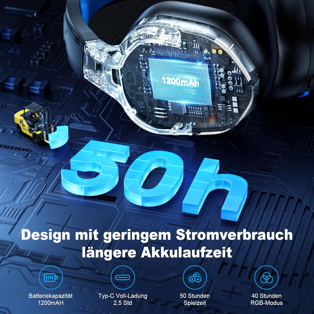 Fachixy FC200 Wireless Gaming Headset, 2.4G Bluetooth Headset mit Mikrofon fĂŒr PS5, PS4, PC, Switch,