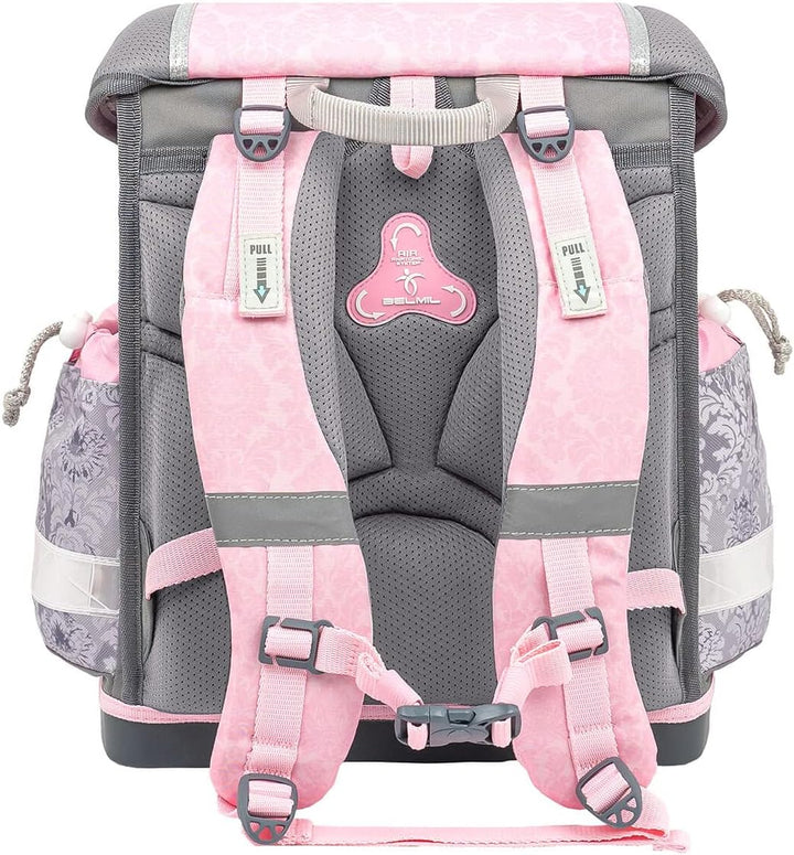 Belmil Schulranzen Set 403-13/AG/S/R 5 - teilig ergonomischer Schulranzen Set mit Regenschutz 1. kla