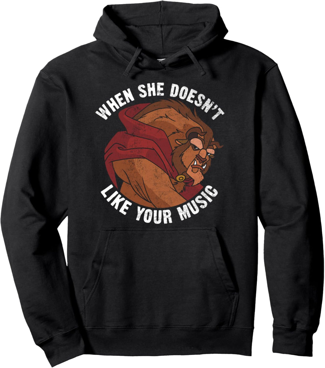 Disney Beauty And The Beast When She Doesn't Like Your Music Pullover Hoodie