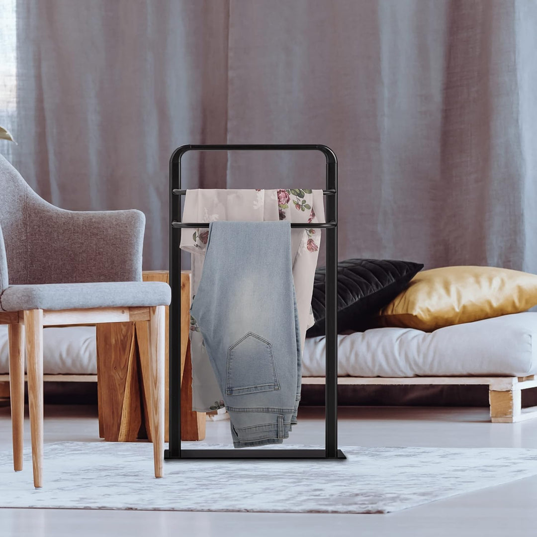 Relaxdays Handtuchständer, 3 Stangen, HBT: 79 x 45 x 20 cm, Badezimmer, Handtuchhalter stehend, Stah