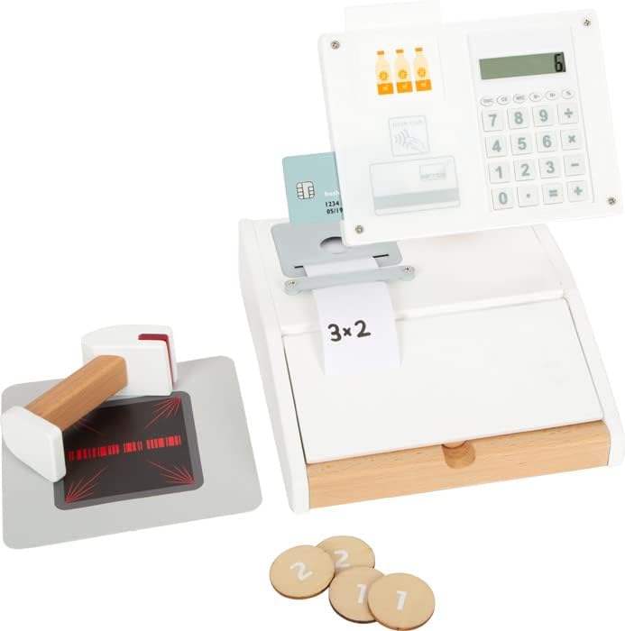 small foot Kasse "fresh" aus Holz, multifunktionales Zubehör für Kaufladen, Rollenspielzeug, ab 3 Ja