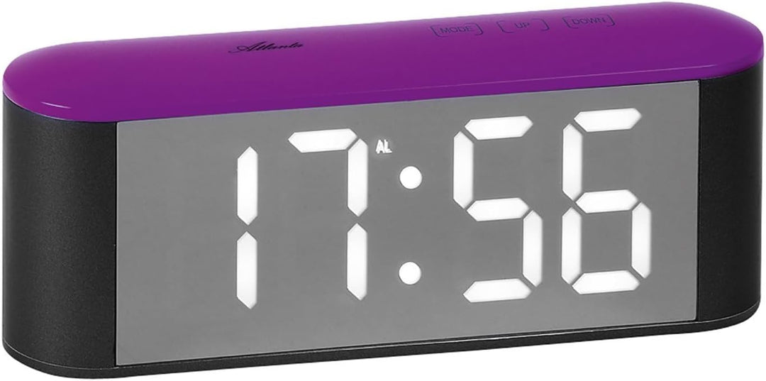 Atlanta 1133/8 Wecker mit LED-Anzeige Grau/Violett