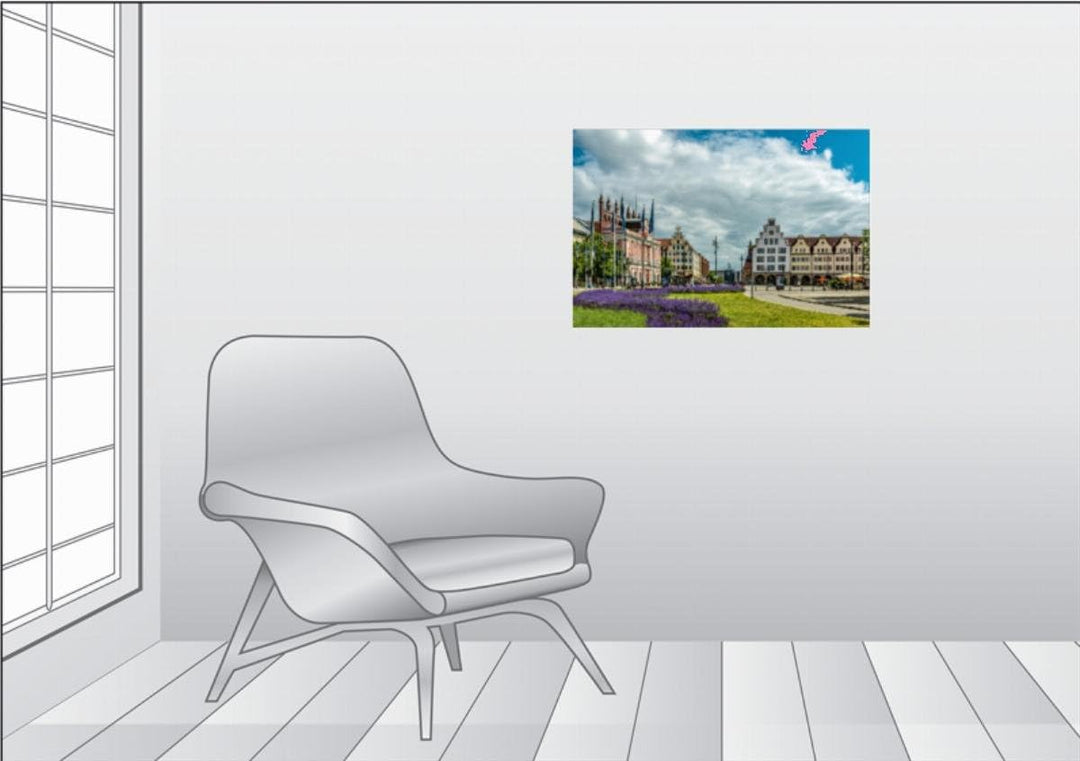 Premium Textil-Leinwand 75 x 50 cm Quer-Format Rostock Innenstadt | Wandbild, HD-Bild auf Keilrahmen