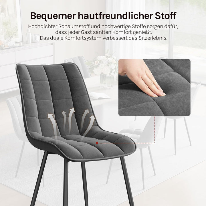 WOLTU® Esszimmerstühle BH142dgr-2 2er Set Küchenstuhl Polsterstuhl Wohnzimmerstuhl Sessel mit Rücken