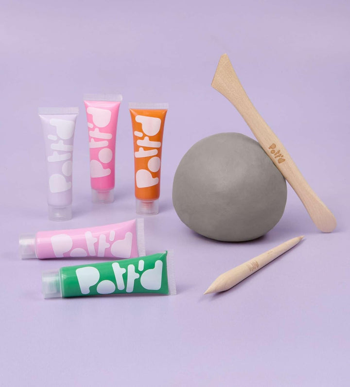 Pott'd Mini-Töpfer-Sets | Lufttrocknendes Töpferset für Erwachsene | Mit Farben, Töpferwerkzeugen un