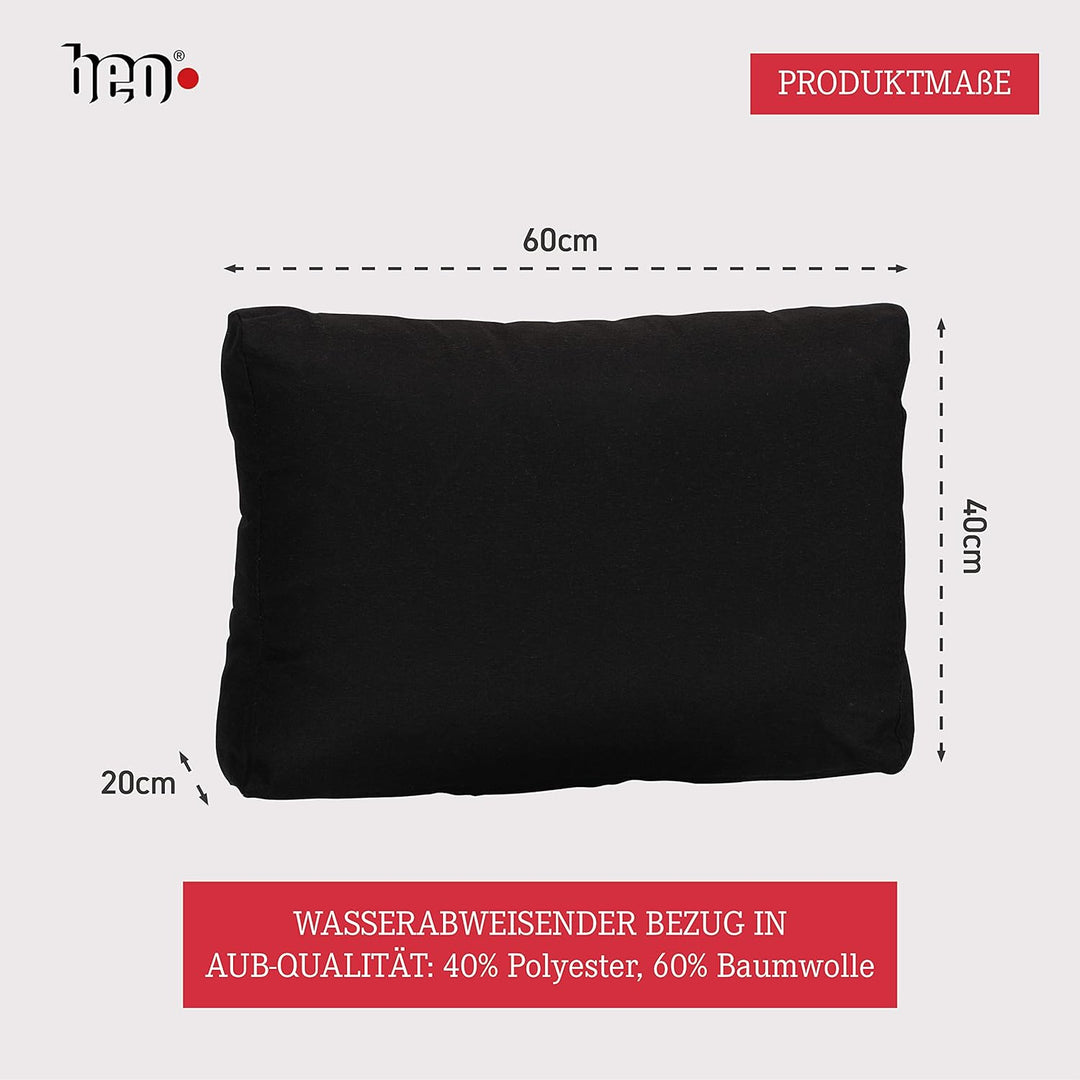 Beo Premium Palettenkissen Rückenkissen 60x40 cm | Made in EU | Outdoor Polster mit abnehmbarem Bezu