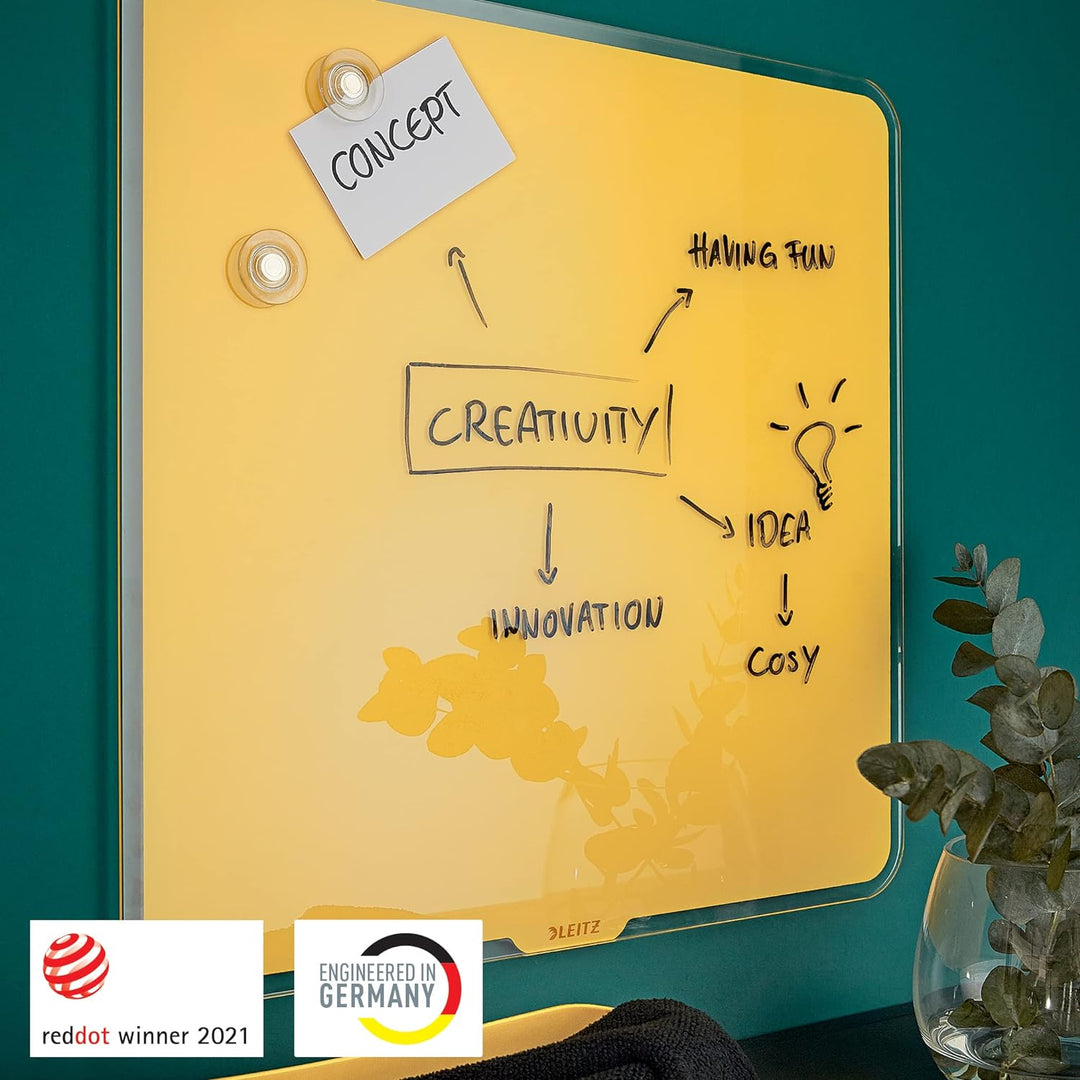 Leitz magnetisches Whiteboard aus Glas, 450 x 450, Warmes Gelb, Cosy-Serie, 70430019 450 x 450mm War