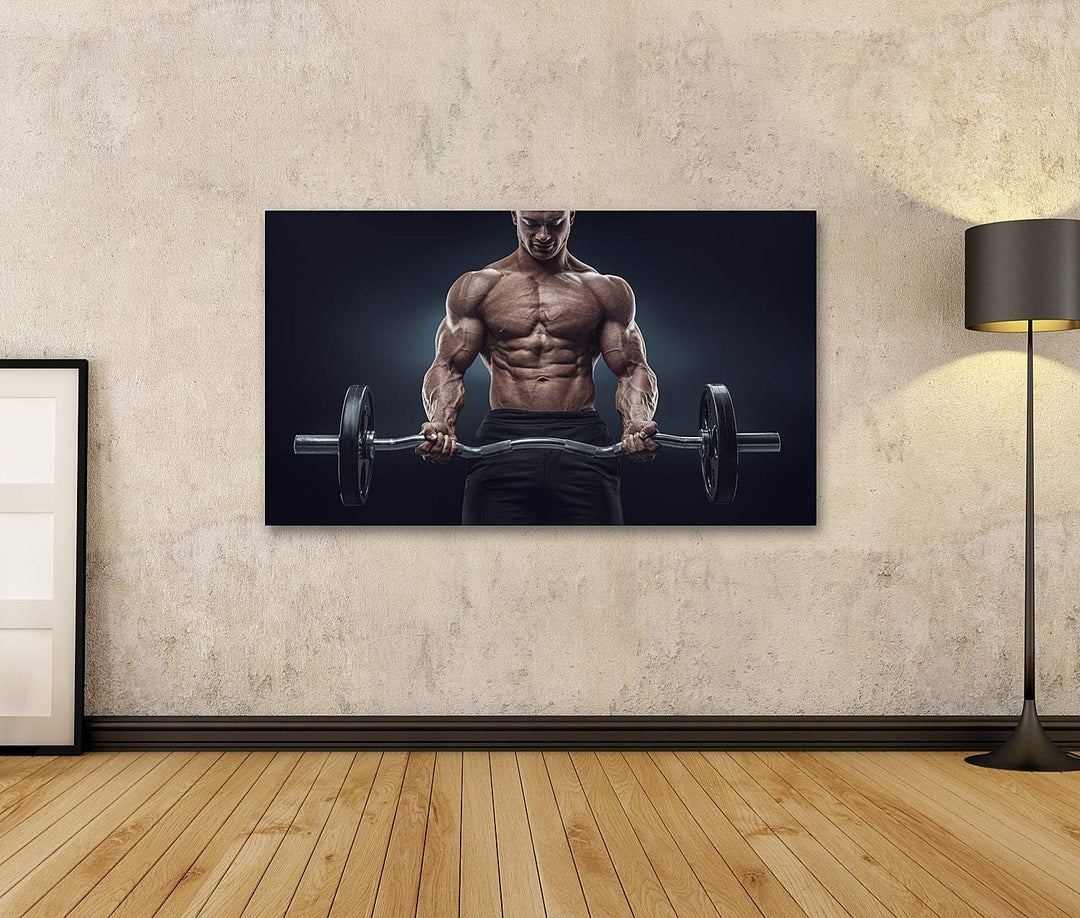 islandburner Bild auf Leinwand Closeup Portrait Muskulöser Mann Workout Bodybuilder Bilder Wandbilde