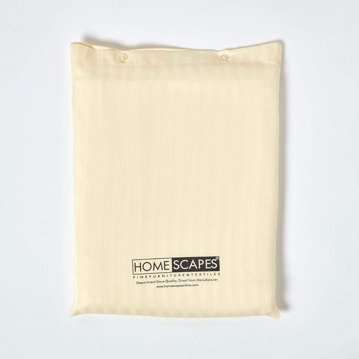 HOMESCAPES Damast Bettlaken ohne Gummizug vanille 275x275 cm, Baumwoll-Betttuch Satin-Streifen, Haus