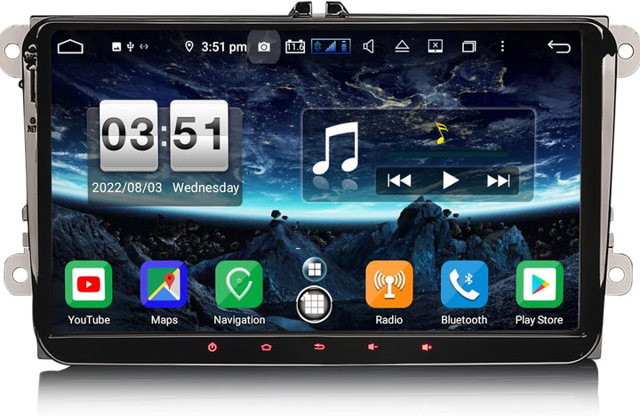 Erisin 9 Zoll 8-Kern 4GB RAM 64GB ROM Android 11 Autoradio mit GPS Navi FĂŒr VW Golf 5 Golf 6 T5 Tigu