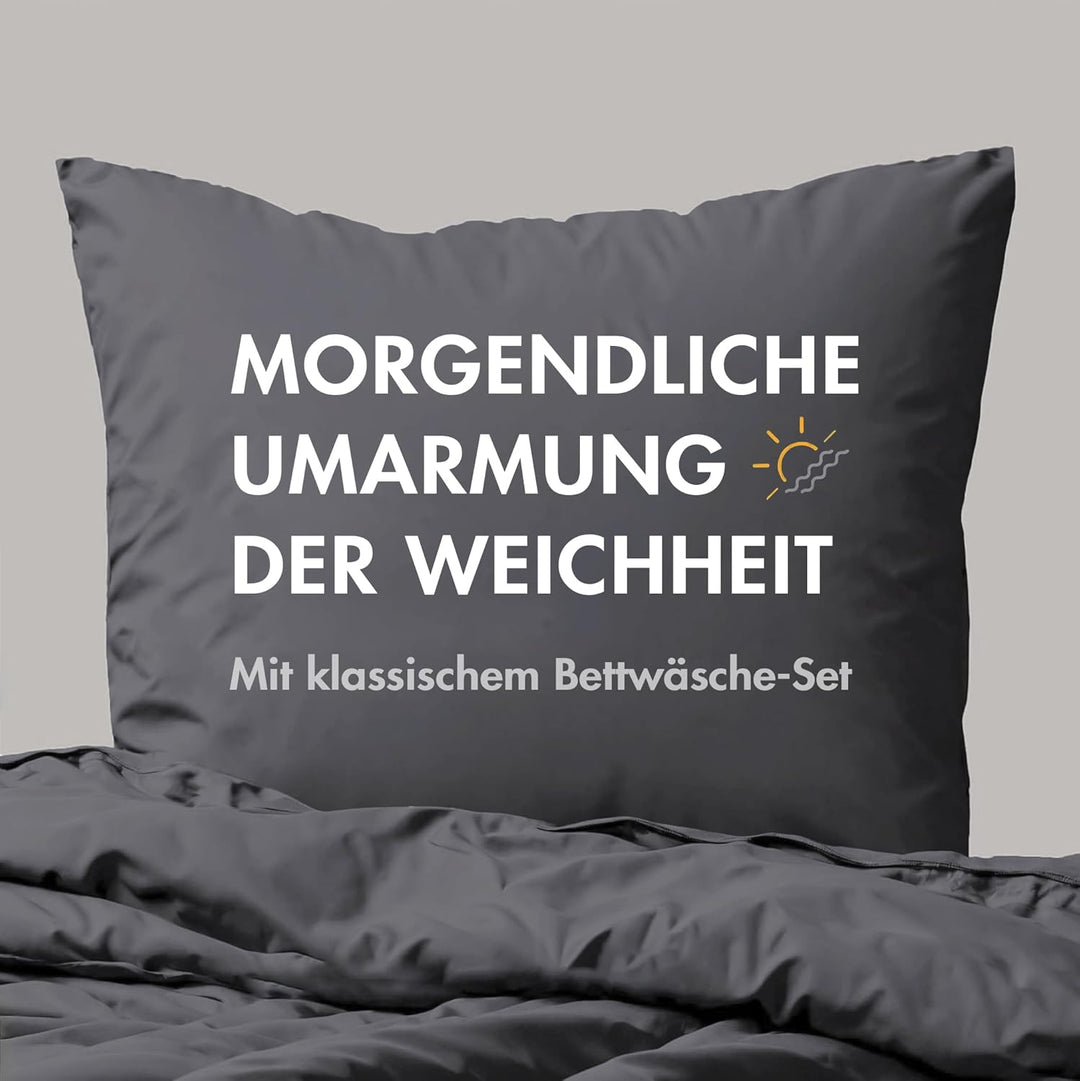 Sleeptime 100% Baumwolle Bettwäsche 155cm x 220cm 4teilig Anthrazit - weich & bügelfrei Bettbezüge m