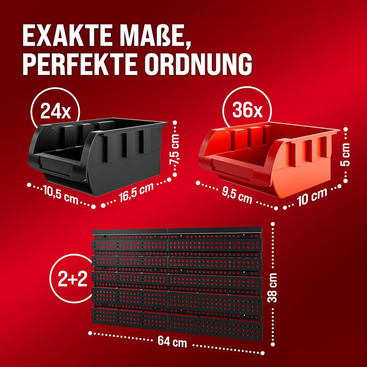 Deuba® Stapelboxen 64 TLG. Erweiterbar Etikettenfach Stabil Stossfest Starke Wandplatten Wandregal W