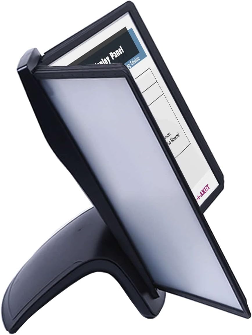 TUKA-i-AKUT Tisch-Sichttafel Aufsteller mit 10 Sichttafeln, DIN A4 Desktop Sichttafel System, Sichtt