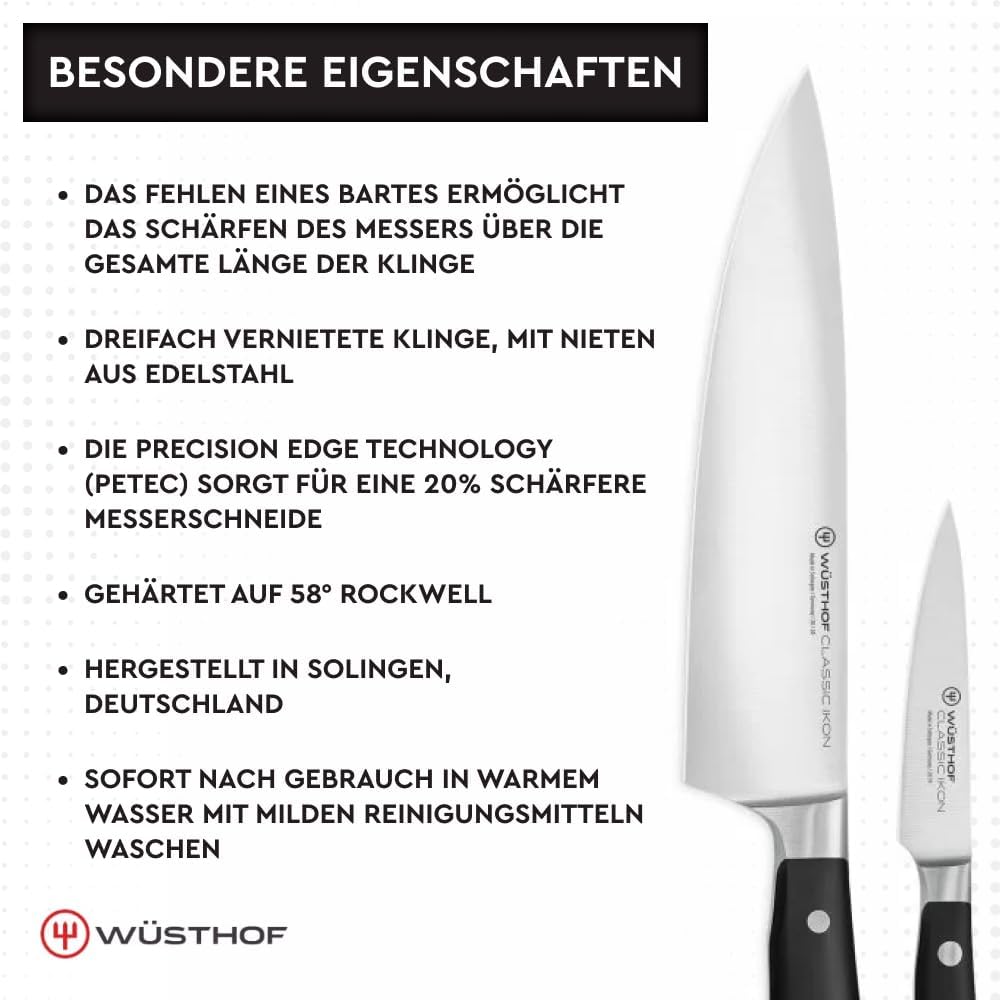 WÜSTHOF Classic Ikon Messersatz mit 2 Messern Koch- und, Koch- und Gemüsemesser, Single