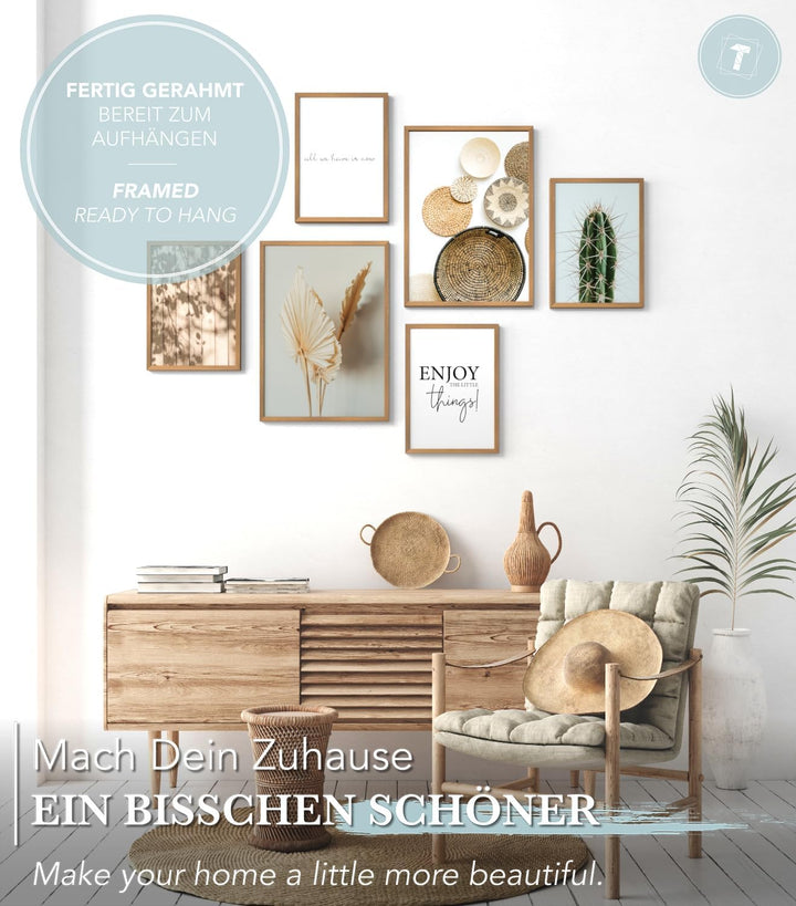 Papierschmiede® Mood Poster Set Little Boho Things, Bilder Set mit Rahmen (Farbe wählbar) Wohnzimmer