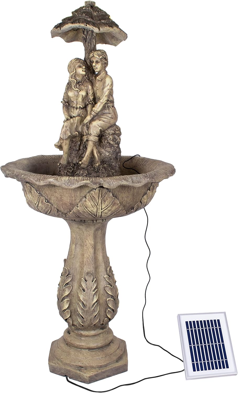 Solar Gartenbrunnen, Solarbrunnen, Zierbrunnen, Wasserfall für Garten Terrasse Balkon Wasserbrunnen