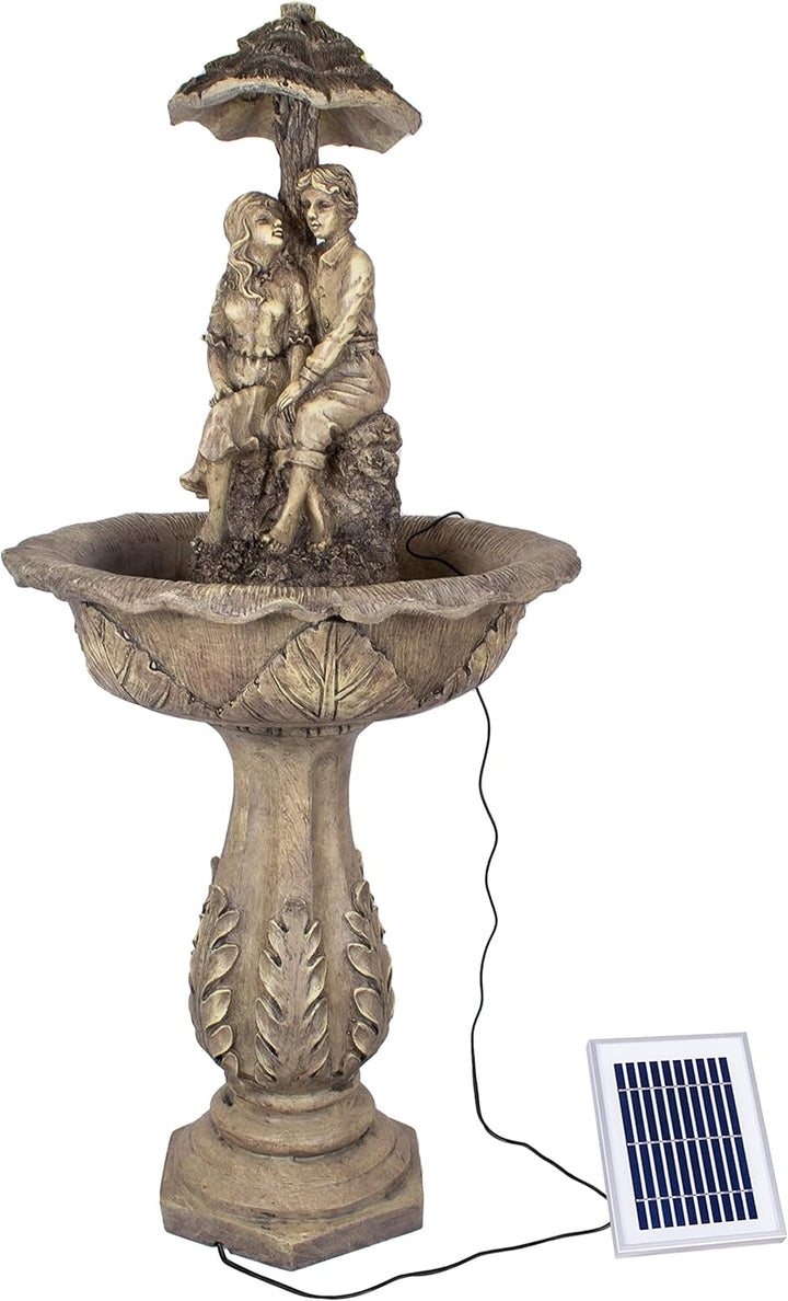 Solar Gartenbrunnen, Solarbrunnen, Zierbrunnen, Wasserfall für Garten Terrasse Balkon Wasserbrunnen