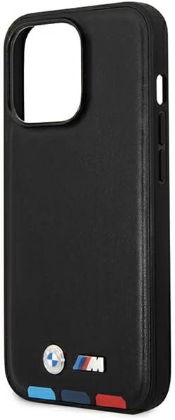 Etui BMW BMHMP14L22PTDK Hülle für iPhone 14 Pro 6,1" schwarz/Black Leather Stamp Tricolor