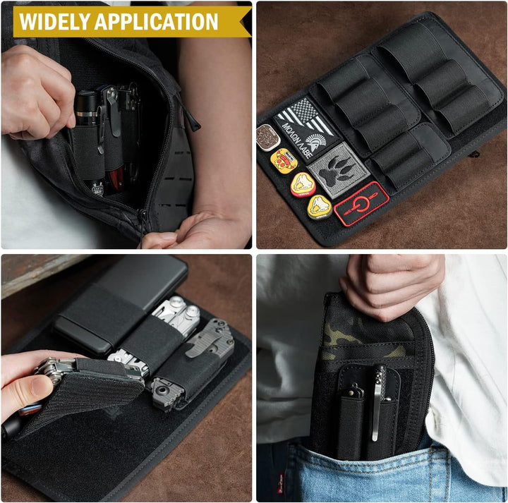 VIPERADE PL6 EDC Elastischer Organizer Patch mit Haken, seitlicher Leder EDC Halter Patch für Taktis