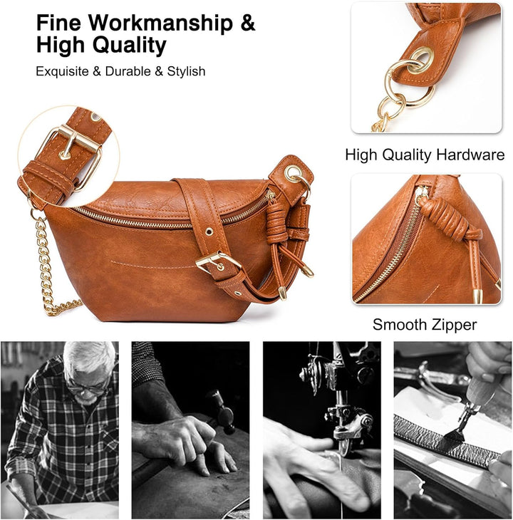 FANDARE Elegant Brusttasche Damen Handy Umhängetasche PU Leder Sling Bag Damen zum Umhängen Schulter