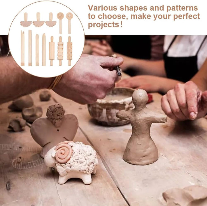 OLYCRAFT 12 Stück Holz Knetwerkzeug Teig Plastilin Werkzeuge Ton- Und Teig Werkzeuge Tonzubehör Inkl
