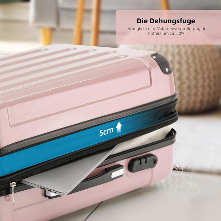 BEIBYE Zwillingsrollen 2048 Hartschale Trolley Koffer Reisekoffer in M-L-XL-Set in 15 Farben (Rosago