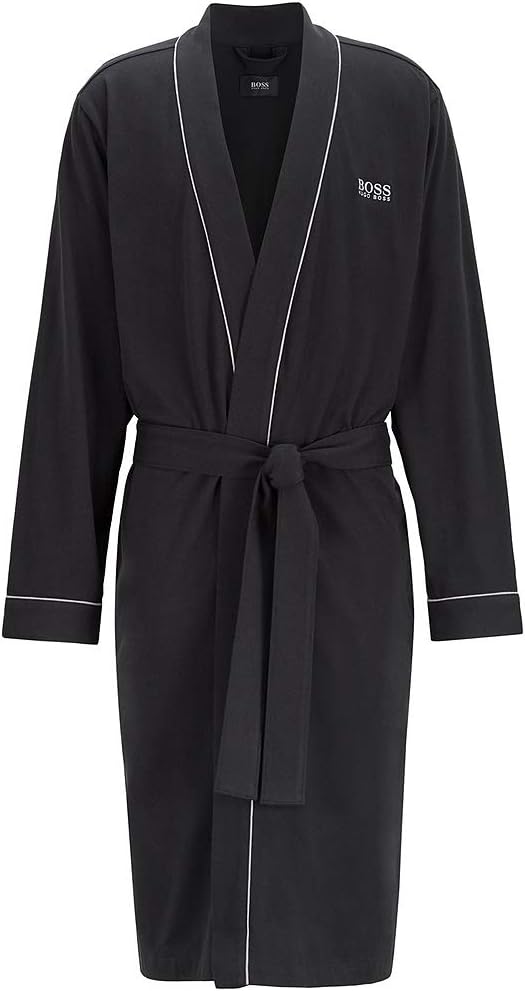 BOSS Hugo Boss Herren Bademantel Kimono BM 10121122 02, Einfarbig S Black1, S Black1