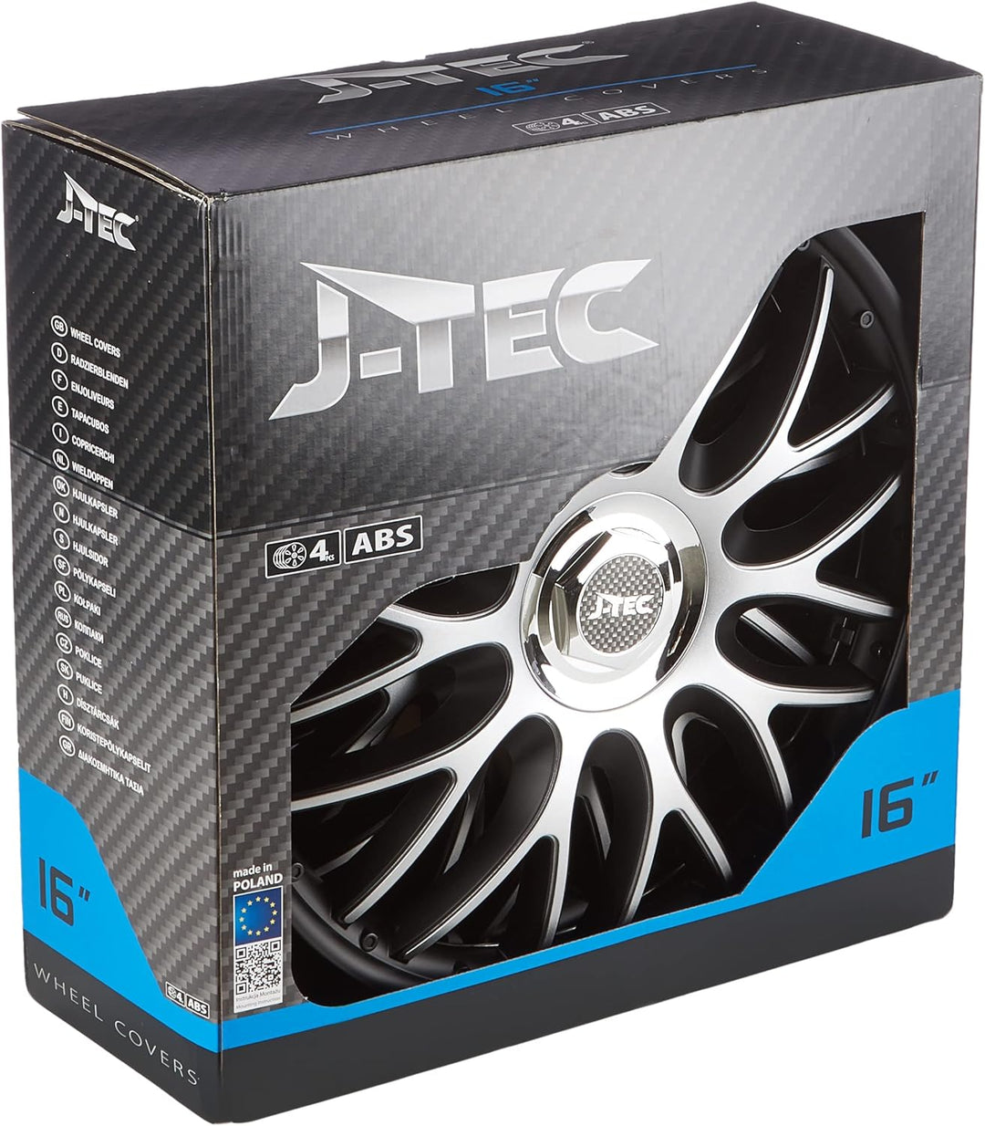 Satz J-Tec Radzierblenden Orden 16-Zoll Schwarz + Chrom Ringe 16-inch Schwarz + Chrom Ringe, 16-inch