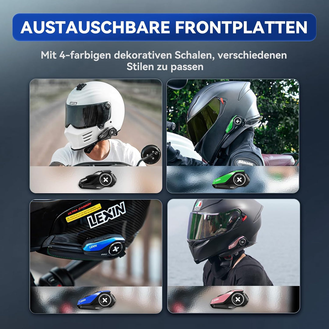 LEXIN G2 2X Motorrad Bluetooth Headset, Helm Kommunikationssystem für 2 bis zu 6 Personen in Reichwe