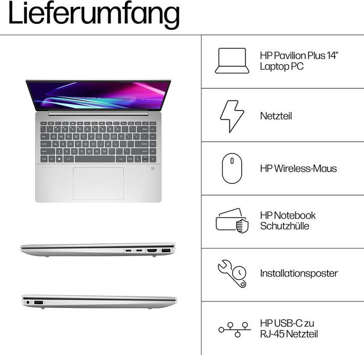 HP Pavilion Plus Laptop | 14" WQXGA-Display | Intel Core Ultra 5 125H | 16GB LPDDR5x RAM | 512GB PCI