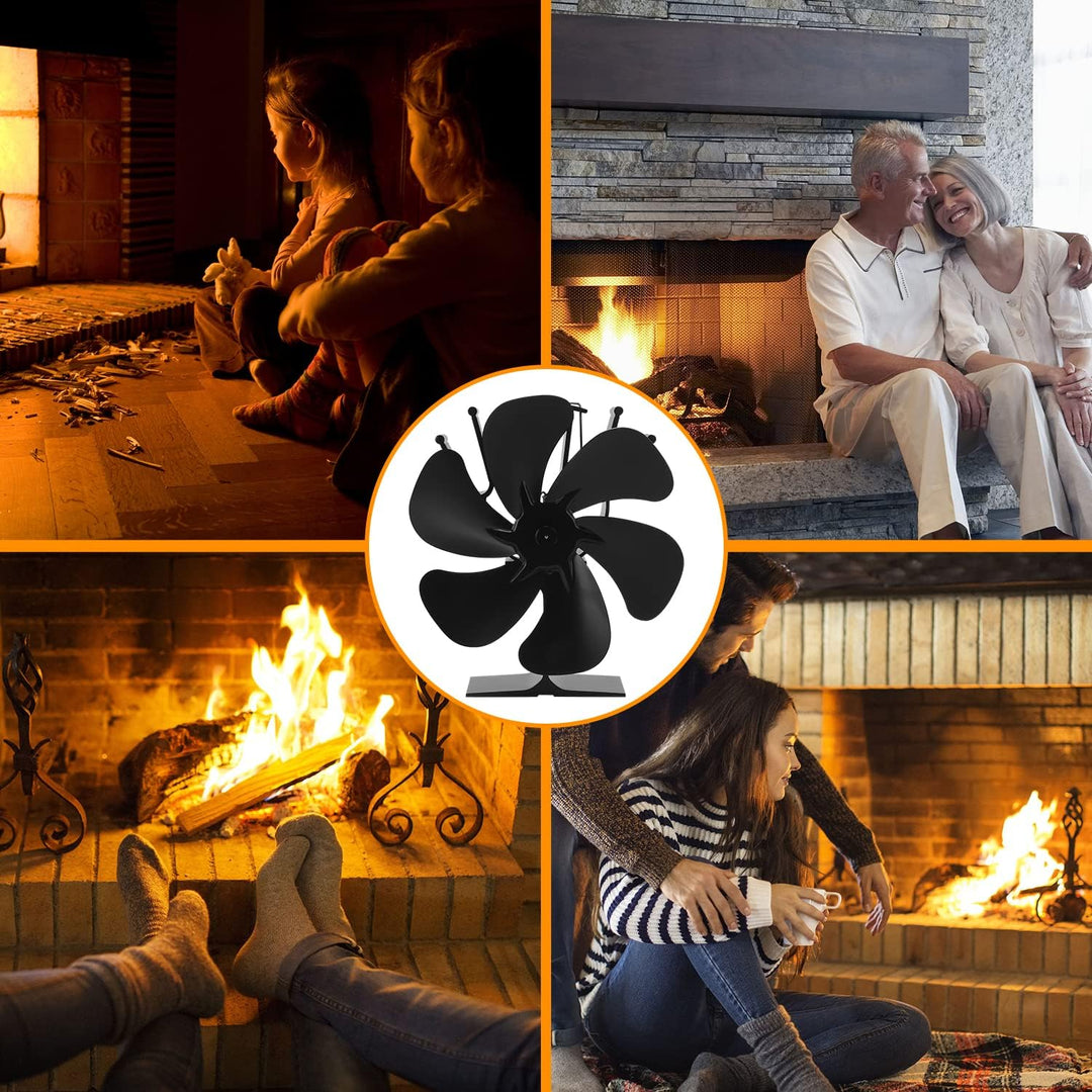 Tubiaz 6 Blättern Kaminventilator, Ofenventilator hitzebetrieben, Kamin Ofen Ventilator für Holzbren