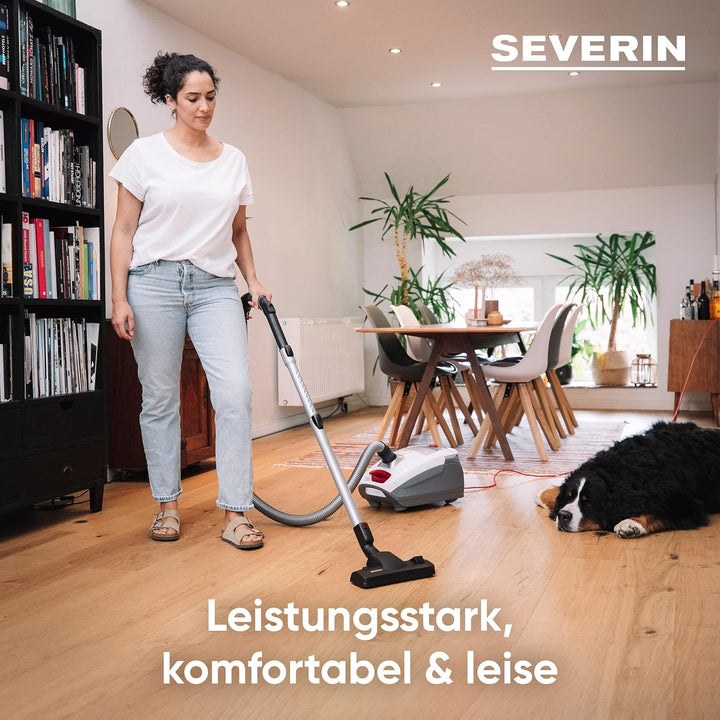 SEVERIN BC7047 7047, Staubsauger, weiss-rot 4L, Weiss/Rot, 850 W, 4L, Weiss/Rot, 850 W