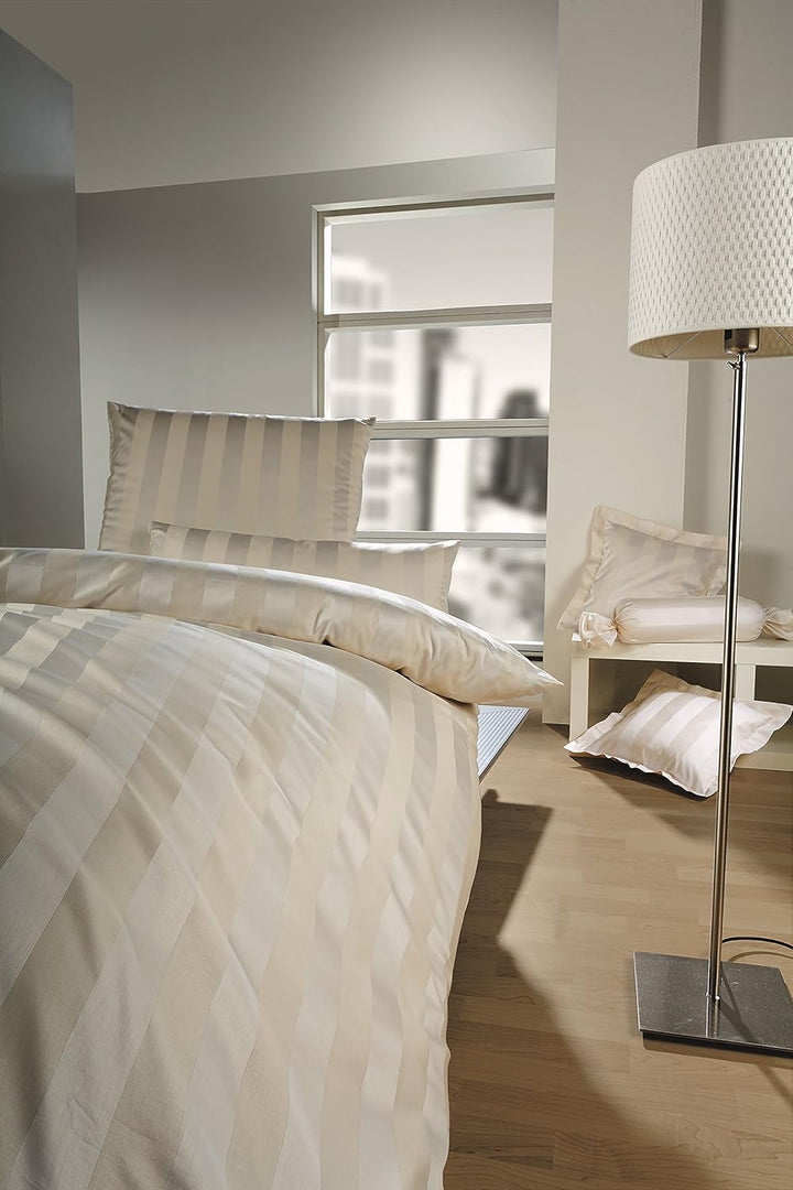 Curt Bauer Damast Bettwäsche Como beige Kissenbezug einzeln 80x80 cm Beige, Kissenbezug einzeln 80x8