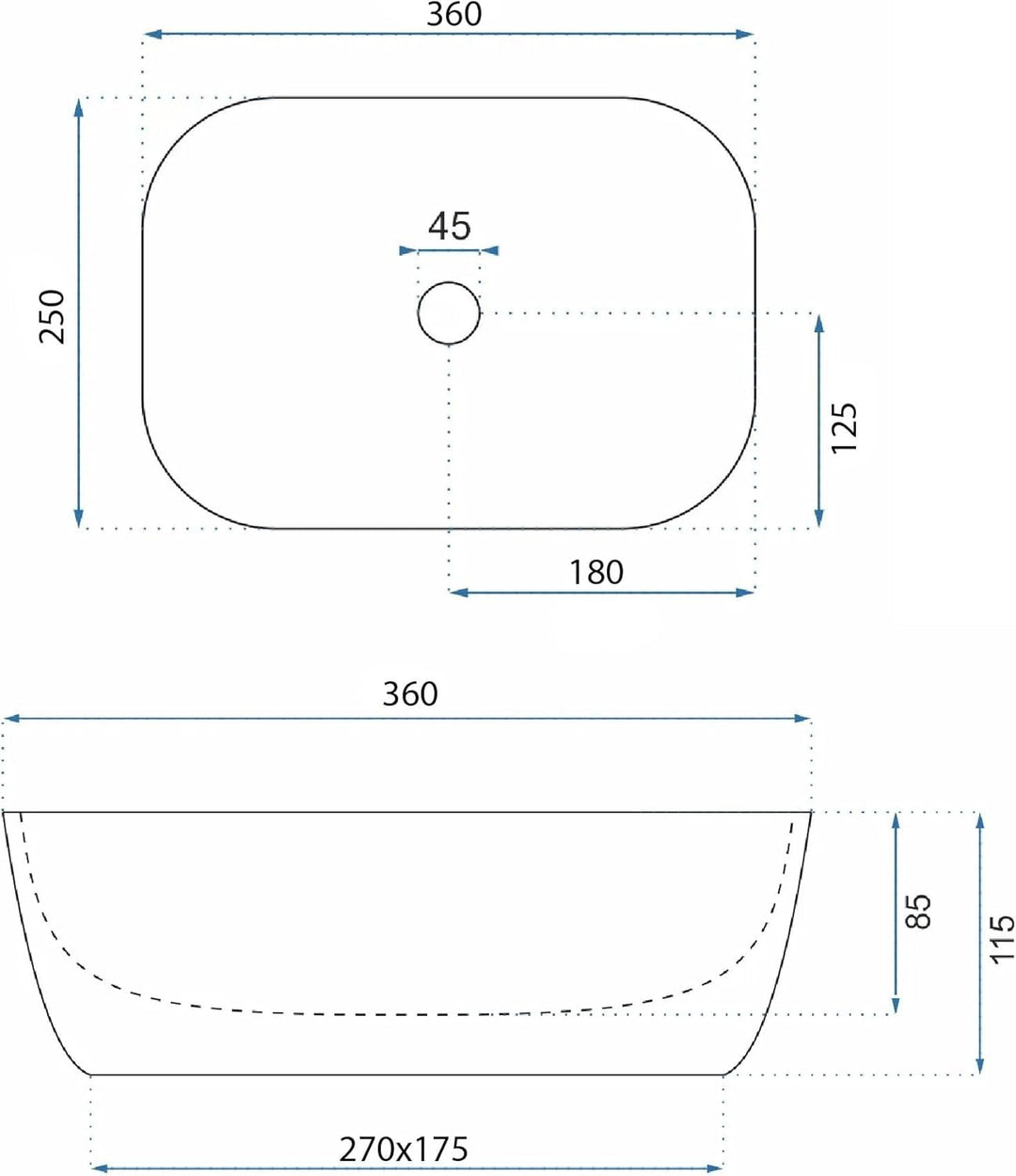 Rea Waschbecken Waschtisch Aufsatzwaschbecken Keramik Hochglanz Handwaschbecken Aufsatz Waschschale