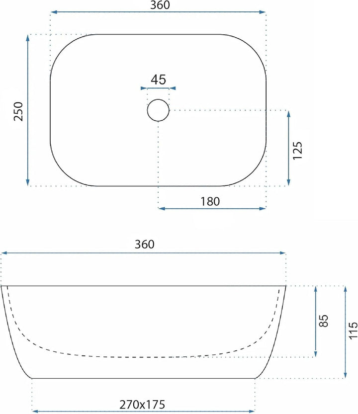 Rea Waschbecken Waschtisch Aufsatzwaschbecken Keramik Hochglanz Handwaschbecken Aufsatz Waschschale