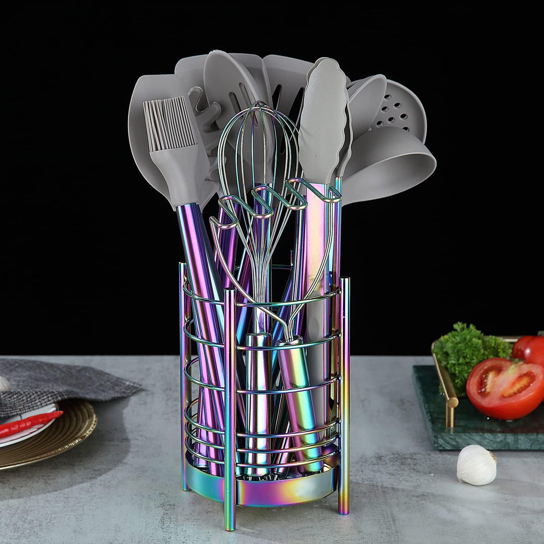 Rainbow Küchenutensilienhalter für Küchentheke, Edelstahl-Utensiliengefässe, Rainbow Titanium-Beschi